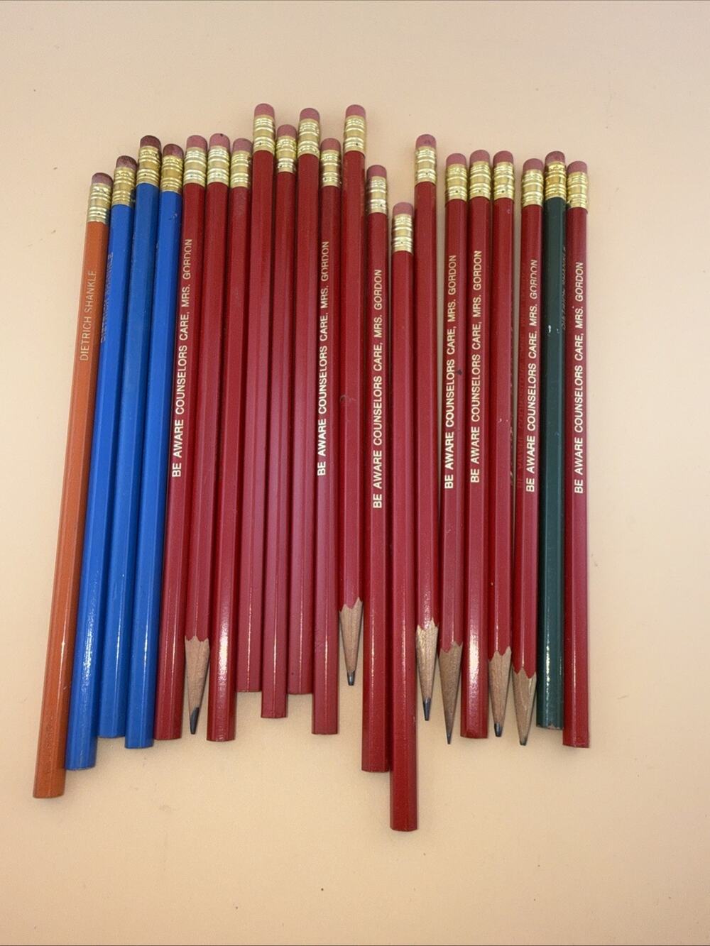 Collection Of 21 Vintage 1960's -1990's Wood Pencils, Personalized Teacher